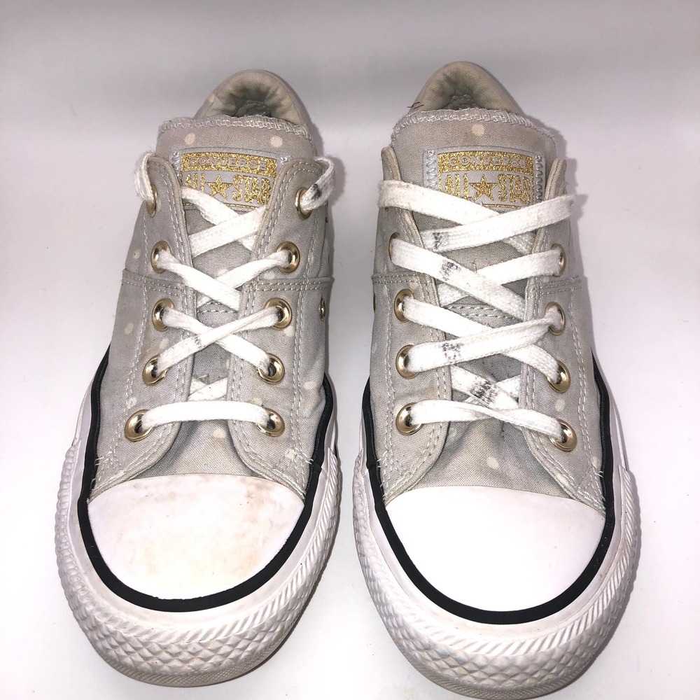Converse Chuck Taylor All Star Low Grey Polka Dot Gold Glitter Sneaker 560689C 6 - Picture 3 of 6
